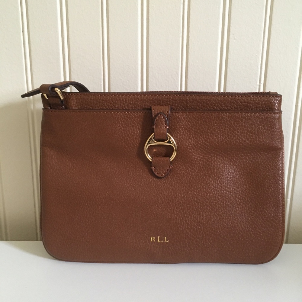 Lauren Ralph Lauren Anfield II brown tan crossbody purse EUC